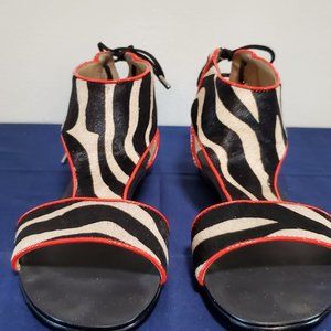 Calvin Klein Zebra Print Calf Hair Sandals Size 8